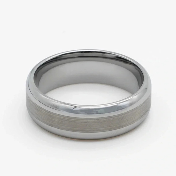 NWT MENS SILVER TUNGSTEN DAZZLING REFLECTION RING BAND - Picture 1 of 1